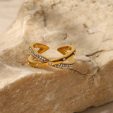 18K GOLD PLATED OPEN RING WITH DIAMOND_CWAJE1233