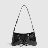 GLOSSY BOW STUDDED DRAWSTRING SHOULDER BAG_CWAB5704