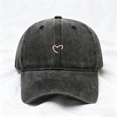 Vintage Washed Pink Heart Baseball Cap_Cwah04569