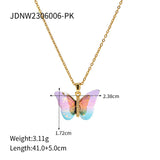 RESIN BUTTERFLY PENDANT NECKLACE_CWAJE0618