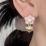 FASHION FLOWER HEART EARRINGS_CWAJE2044