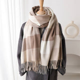 Warm Checkered Scarf Shawl For Cold Weather_Cwasc2763