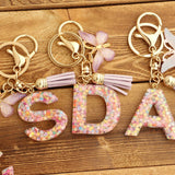 PINK SNOWFLAKE LETTER BUTTERFLY KEYCHAIN_CWMM6865