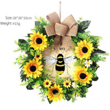 SUNFLOWER BEE FESTIVAL FAUX FLORAL WREATH_CWAJE05409