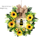 SUNFLOWER BEE FESTIVAL FAUX FLORAL WREATH_CWAJE05409