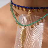 NATURAL STONE NECKLACE WITH FISH PENDANT_CWMM8802