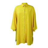 LOOSE LAPEL SOLID COLOR OVERSIZED SHIRT DRESS_CWDSD6165