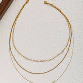 FASHION STYLE GOLD THIN CHAIN LAYERED NECKLACE_CWMM3590