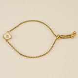 Cwaje1959_Adjustable Four Leaf Clover Letter Shell Bracelet