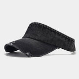DISTRESSED DENIM VISOR HAT VINTAGE SUNSHADE CAP_CWAH3286