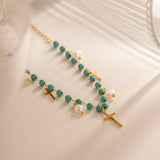 NEW BLUE CROSS PEARL NECKLACE_CWAJE1425