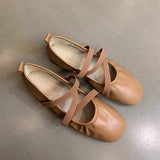 RED CROSS STRAP MARY JANE FLATS FOR WOMEN_CWSHF0063