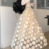 THREE DIMENSIONAL FLORAL TULLE MESH SKIRT_CWBLS0395