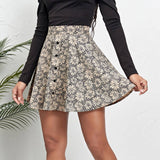 LEOPARD PRINT CORDUROY SKIRT WITH SIDE ZIP_CWBSS0414