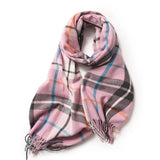 Womens Double Face Plaid Scarf Winter Warmth