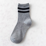 2 STRIPE COTTON MID SOCKS FOR WOMEN WHOLESALE_CWMS070