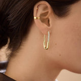 Vintage Zircon Square Round Long Gold Earrings