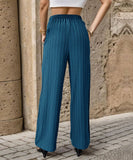 Solid Color Pleated Straight Leg Casual Pants