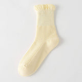 THIN SOLID RUFFLE CREW SOCKS FOR SUMMER_CWMS1374