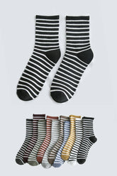 STRIPE PATTERN COZY COTTON ANKLE CREW SOCKS_CWMS022