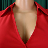 FASHION V NECK SOLID COLOR PLUS SIZE DRESS_CWDMD3647