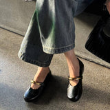 RED LEATHER MARY JANES FLAT BALLET SHOES_CWSHF0135