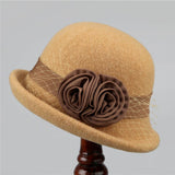 AUTUMN AND WINTER WARM FLOWER CURLED BUCKET HAT_CWAH1796