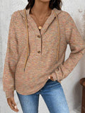 Waffle Button-Up Hoodie Loose Long-Sleeved Hoodie