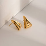 EXQUISITE 18K GOLD TRIANGULAR STUD EARRINGS_CWAHA0899