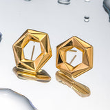 SIMPLE 18K GOLD PLATED HEXAGONAL STUD EARRINGS_CWAHA0901