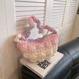 PINK OMBRE PUFFY TOTE BAG QUILTED HANDBAG_CUAB00520