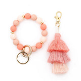 Womens Tassel Silicone Bead Keychain Bracelet_Cwab5029