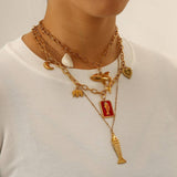 ORIGINAL STEEL OCEAN NECKLACE WITH FISH DOLPHIN_CWMM8831