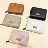 Retro Minimalist Zip Wallet With Snap Closure_Cwab06221