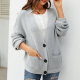 Solid Knit Coat Loose With Cardigan