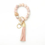 LEOPARD PRINT SILICONE BEAD BRACELET KEYCHAIN_CWMM6874