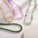 PINK GREEN NATURAL STONE BEADED NECKLACE_CWMM8839