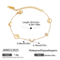 18K GOLD MOON STAR TASSEL BRACELET WITH CRYSTALS_CWAJE4662