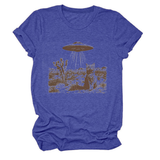 CAT AND SPACESHIP GRAPHIC TEE FOR WOMEN_CWTTS1514