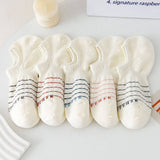 White Striped Waist Wicking Hidden Socks_Cwms0947