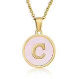 ROUND 18K GOLD STAINLESS STEEL 26LETTERS NECKLACE_CWAJE0683