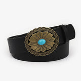 12KINDS TURQUOISE ALLOY BUCKLE BLACK VINTAGE BELT_CWABE0195