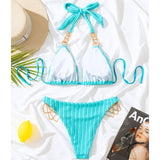 LAKE BLUE BIKINI SET WOMEN RHINESTONE SWIMSUIT _CWMW0697