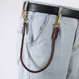 HAND WOVEN VINTAGE LEATHER TROUSER CHAIN_CWMM4825