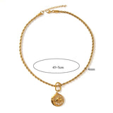 NEW 18K STEEL SUNFLOWER EVIL EYE NECKLACE_CWMM8866