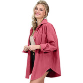 Women Loose Button Down Jacket_Cwoja695