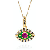 COLORFUL EVIL EYE PENDANT NECKLACE_CWMM5592