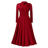 FASHIONABLE PLEATED PLUS SIZE SWING SKIRT DRESS_CWDMD3665