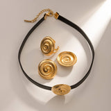 STYLISH HAMMERED SPIRAL HOOP THREE PIECE SET_CWAJE1372