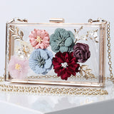 Women Flowers Decorate Chain Strap Evening Bag_Cwab0658